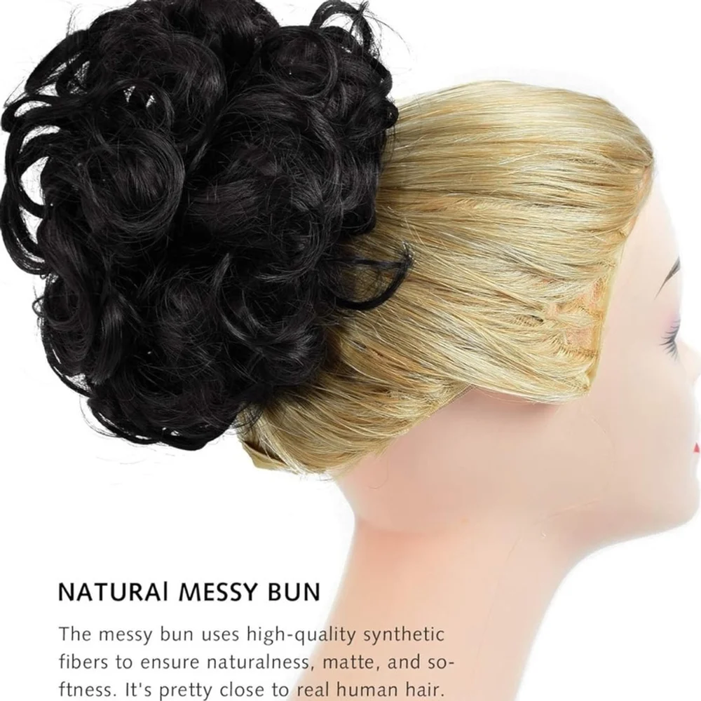 Messy Bun Scrunchie Chignon Updo Curly Bun Combs in Hairpiece